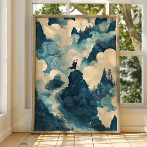 Samurai in Clouds Japanese Art - Ukiyo-e Poster - Utagawa Kuniyoshi Print - Japanese Art - Japan Poster - Utagawa Kuniyoshi Art - Vintage