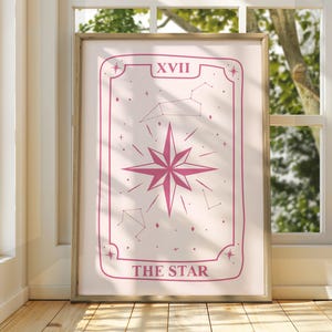 The Star speelkaartposter - kunst aan de muur speelkaart - trendy retro decor - esthetiek boho chic - liefdescitaat astrologie kunst - tarotkaart kunst