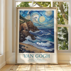 Vincent Van Gogh Kunst - Impressionistische Kunst - Berühmter Kunstdruck - Van Gogh Druck - Sternenklare Nacht - Van Gogh Himmel Kunst - Van Gogh Malerei - Blumen