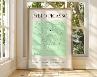 Picasso Elephant Print - Minimalist Line Art, Exhibition Poster