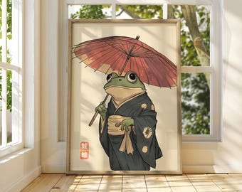 Japanese Vintage Frog Art - Matsumoto Hoji Wall Art - Animal Poster - Funny Animal Print - Japanese Wall Art - Frog Poster - Cat Wall Art