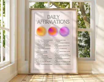 Daily Affirmations Poster: Spiritual Boho Wall Art