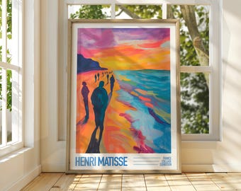 Henri Matisse Style Beach Art - Exhibition Print - Coastal Art Print - Classic Art - Matisse Art - Henri Matisse Print - Beach Painting