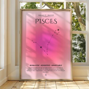 Pisces Poster- Star Sign Wall Art - Pisces Wall Art - Astrology Poster - Spiritual Wall Art - Zodiac Art - Gift for Pisces Zodiac Astrology