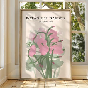 Botanischer Garten Poster - Ausstellungsposter - Galeriedruck - Blumenmarkt Wandkunst - Blumen Pastell Gartenblumen - Blumendruck - Botanisch