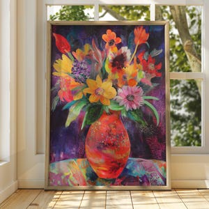 Henri Matisse Style Flower Vase - Exhibition Print - Gallery Print - Classic Art Print - Matisse Art - Henri Matisse Print - Floral Wall Art