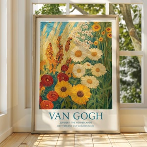 Arte de Vincent Van Gogh - Arte impresionista - Impresión de arte famosa - Impresión de Van Gogh - Noche estrellada - Arte del cielo de Van Gogh - Pintura de Van Gogh - Flores