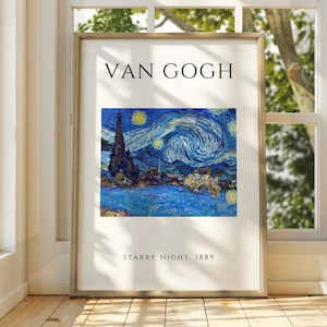 Vincent Van Gogh - Sternennacht Poster Kunst - Berühmter Kunstdruck - Van Gogh Druck - Sternenklare Nacht - Van Gogh Himmel Kunst - Van Gogh Malerei