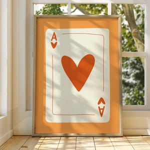 Hartenaas poster - kunst aan de muur speelkaart - trendy retro decor - keuken esthetische kunst boho chic - felroze girly muurkunst - chique kunst