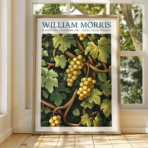 William Morris Style Autumn Leaves Poster - Ausstellungsposter - Galeriedruck - William Morris Wall Art - Blumen Herbstblätter braune Blumen