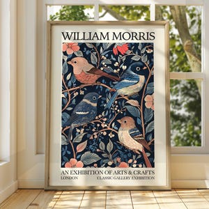 Poster di uccelli in stile William Morris - Poster di mostre - Stampa da galleria - Arte murale di William Morris - Poster di uccelli - Arte floreale - Stampa di fiori