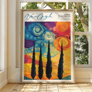 Vincent Van Gogh Kunst - Impressionistische Kunst - Berühmter Kunstdruck - Van Gogh Druck - Sternenklare Nacht - Van Gogh Himmel Kunst - Van Gogh Malerei - Blumen