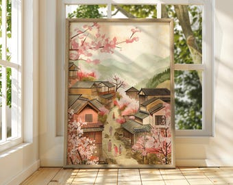 Vintage Japanese Art - Japanese Cartoon Style Poster - Ukiyo-e Illustration - Japanese Anime Art - Ukiyo-e Wall Art - Blossom Temple Japan