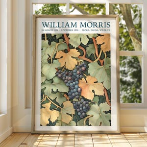 William Morris Style Autumn Leaves Poster - Ausstellungsposter - Galeriedruck - William Morris Wall Art - Blumen Herbstblätter braune Blumen