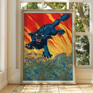 Angry Japanese Cat Wall Art - Vintage Japanese Wall Art - Cat Animal Poster - Funny Animal Print - Japanese Wall Art - Cat Wall Art Japan