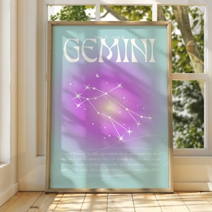 Gemini Poster- Star Sign Wall Art - Gemini Wall Art - Astrology Poster - Spiritual Wall Art - Zodiac Art - Gift for Gemini Zodiac Astrology