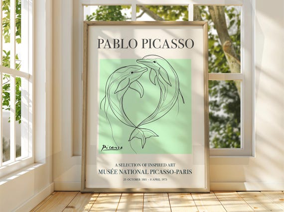 Picasso Dolphin Print – Line Art Exhibition Poster - Etsy