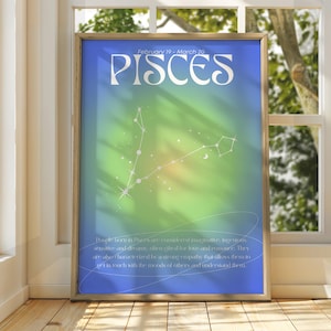 Pisces Poster- Star Sign Wall Art - Pisces Wall Art - Astrology Poster - Spiritual Wall Art - Zodiac Art - Gift for Pisces Zodiac Astrology