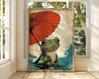 Japanese Frog Matsumoto Hoji Toad Set of 3 Woodblock Art Print