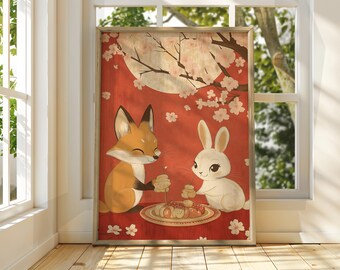 橋本観雪様式の日本の狐の絵画アートプリント（複製） - Etsy 日本