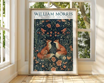 William Morris Fox Print – Vintage Floral Exhibition Poster