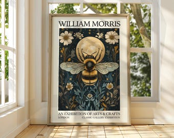 William Morris Style Bumble Bee Poster - Exhibition Poster - Gallery Print - William Morris Wall Art - Poster Art - Floral Art - Bee Print
