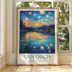 Vincent Van Gogh Kunst - Impressionistische Kunst - Berühmter Kunstdruck - Van Gogh Druck - Sternenklare Nacht - Van Gogh Himmel Kunst - Van Gogh Malerei - Blumen