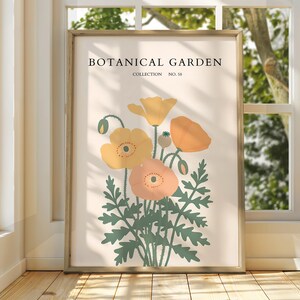 Botanischer Garten Poster - Ausstellungsposter - Galeriedruck - Blumenmarkt Wandkunst - Blumen Pastell Gartenblumen - Blumendruck - Botanisch