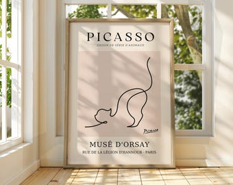 ピカソの猫の線画プリント - 美術館展示ポスター - Etsy 日本