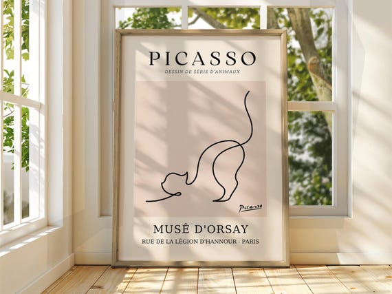 ピカソの猫の線画プリント - 美術館展示ポスター - Etsy 日本