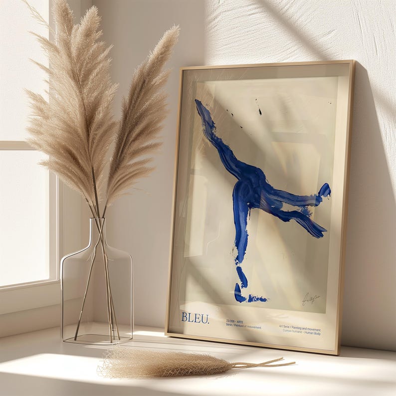 Bleu Art Poster: Abstract Body, Mid-Century Modern Print image 3
