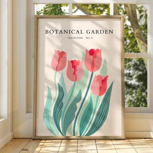 Botanischer Garten Poster - Ausstellungsposter - Galeriedruck - Blumenmarkt Wandkunst - Blumen Pastell Gartenblumen - Blumendruck - Botanisch