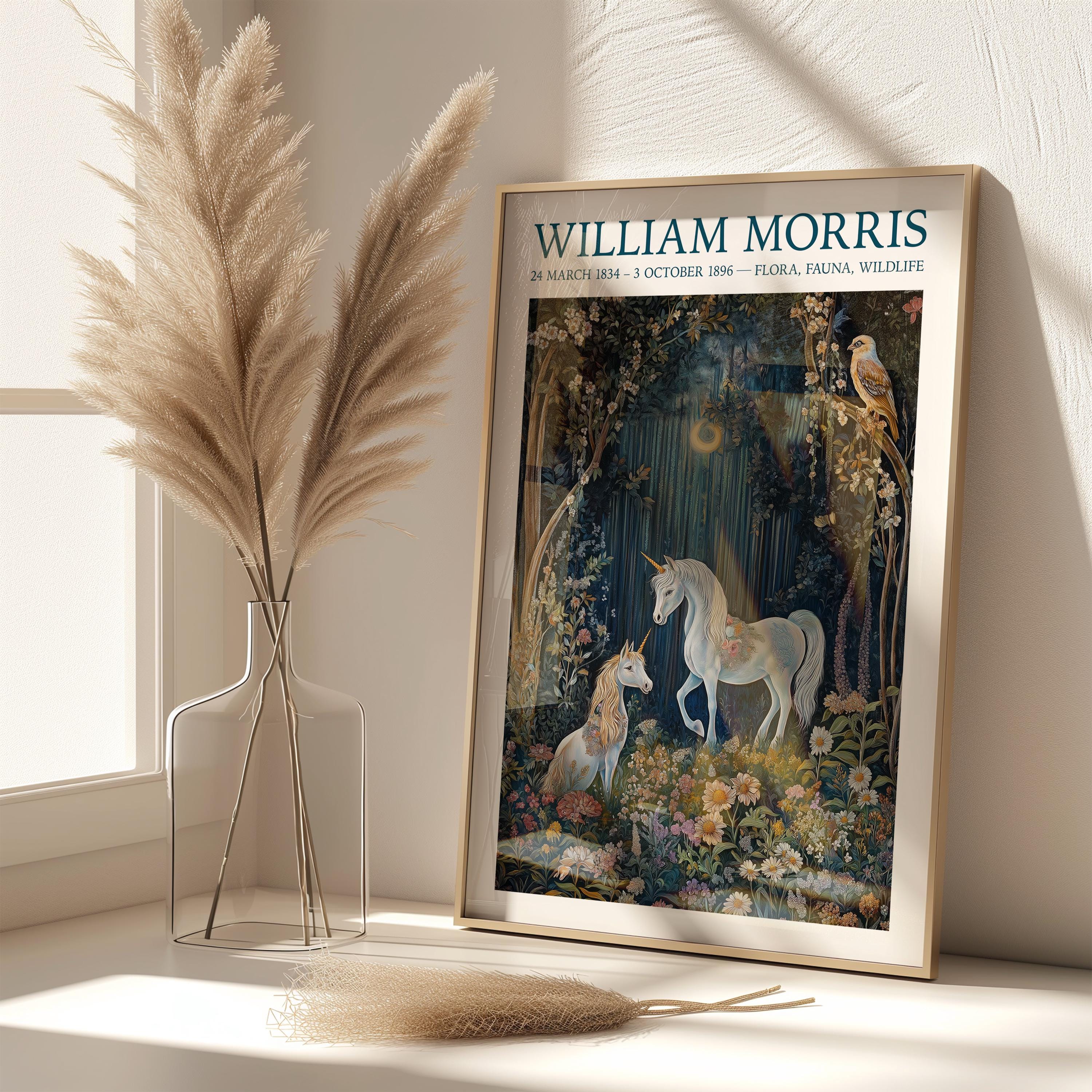 William Morris Style Unicorn Poster Exhibition Poster Gallery Print ...