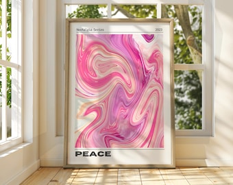 Peace Poster: Pink Swirls, Positive Affirmation Wall Art