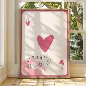 ¿Y si todo sale bien? Póster de as de corazones - Arte mural con naipes - Decoración retro de moda - Estética boho chic - Arte de afirmación positiva