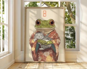 Japanese Vintage Frog Art - Matsumoto Hoji Wall Art - Animal Poster - Funny Animal Print - Japanese Wall Art - Frog Poster - Cat Wall Art
