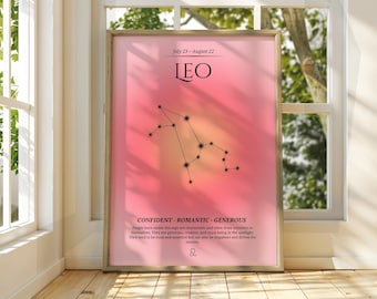 Leo Zodiac Poster: Star Sign Astrology Wall Art