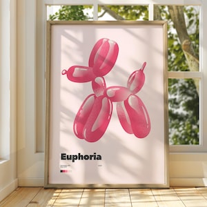 Póster de globo de euforia - Arte mural de afirmación positiva - Decoración espiritual - Arte de manifestación Boho Chic - Buenas vibraciones - Arte mural de dados rosa