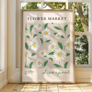Flower Market Poster - Exhibition Poster - Gallery Print - Flower Market Wall Art - Floral Pastel Garden Flowers - Liverpool Floral Print
