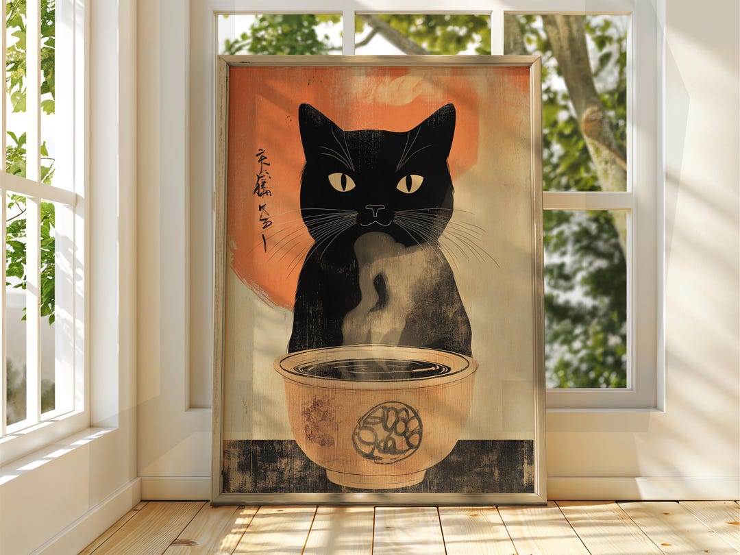Vintage Japanese Cat Soup Poster – Funny Animal Wall Art - Etsy