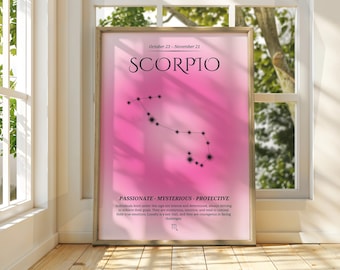 Póster del zodiaco Escorpio: Arte mural del signo zodiacal