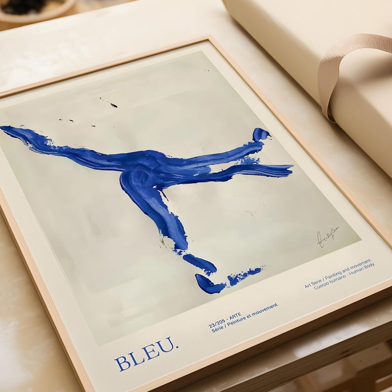 Bleu Art Poster: Abstract Body, Mid-Century Modern Print image 2