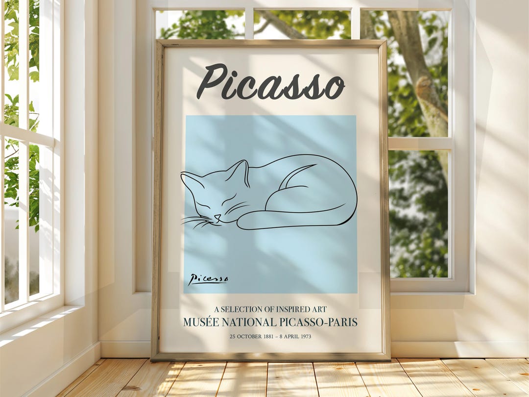 ピカソ 猫の線画作品 ピカソの猫の線画プリント - 美術館展示ポスター - Etsy 日本