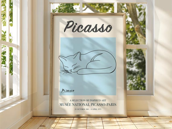ピカソの猫の線画プリント - 美術館展示ポスター - Etsy 日本
