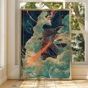 Dark Samurai Japanese Art - Ukiyo-e Poster - Utagawa Kuniyoshi Print - Japanese Art - Japan Poster - Utagawa Kuniyoshi Art - Vintage Warrior