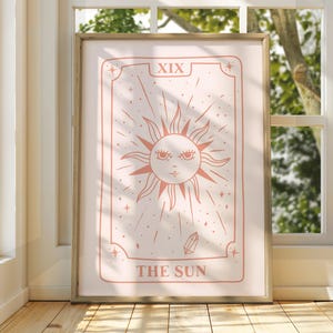 The Sun speelkaartposter - kunst aan de muur speelkaart - trendy retro decor - esthetiek boho chic - liefdescitaat astrologie kunst - tarotkaart kunst