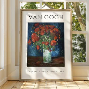Vincent Van Gogh Kunst - Vase mit roten Mohnblumen Kunst - Berühmter Kunstdruck - Van Gogh Druck - Sternenklare Nacht - Van Gogh Himmel Kunst - Van Gogh Gemälde