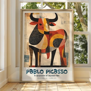 Pablo Picasso Art - Exhibition Print - Cubism Art Print - Surrealism Art - Picasso Poster - Abstract Art - Gallery Home Decor - Picasso Bull