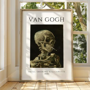 Vincent Van Gogh Art - Skelett Rauchende Zigarette - Berühmter Kunstdruck - Van Gogh Druck - Sternenklare Nacht - Van Gogh Himmel Kunst - Van Gogh Gemälde