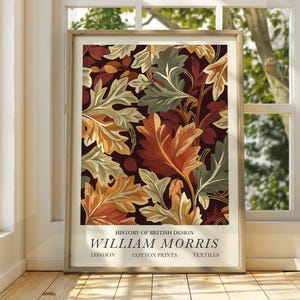 William Morris Style Autumn Leaves Poster - Ausstellungsposter - Galeriedruck - William Morris Wall Art - Blumen Herbstblätter braune Blumen
